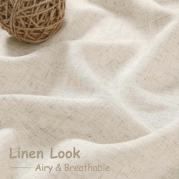 Warm Beige Linen Curtains 84 Inch Length 2 Panels Set - Image 3