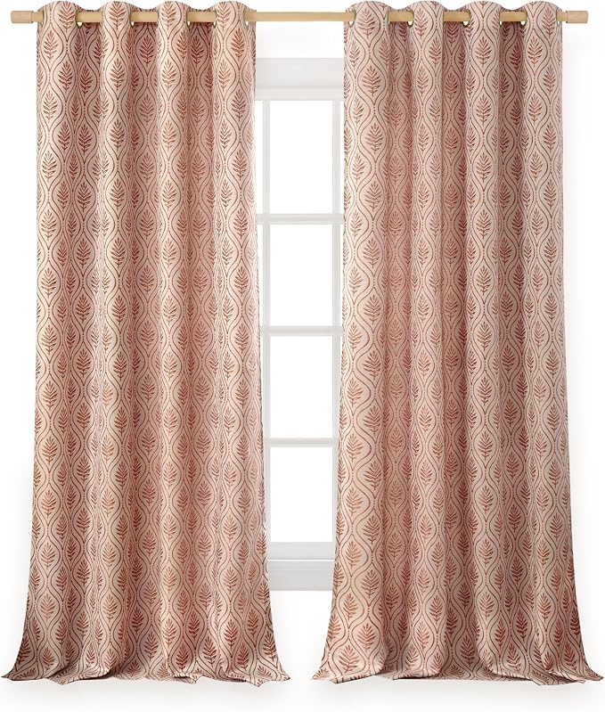 BGment Terracotta Leaf Jacquard Curtains - Image 9