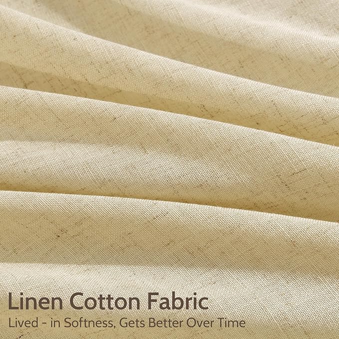 Extra Long 120 Inch Curtains for Living Room Cream Yellow Linen Modern - Image 4