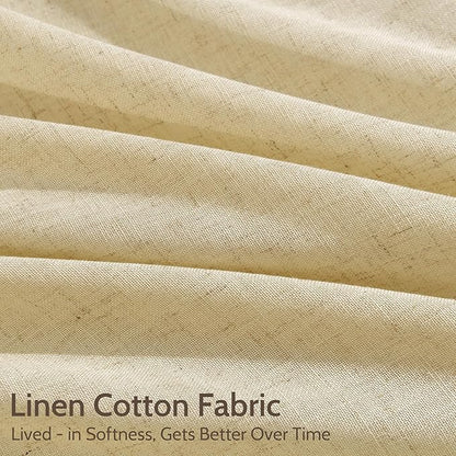 Extra Long 120 Inch Curtains for Living Room Cream Yellow Linen Modern - Image 4