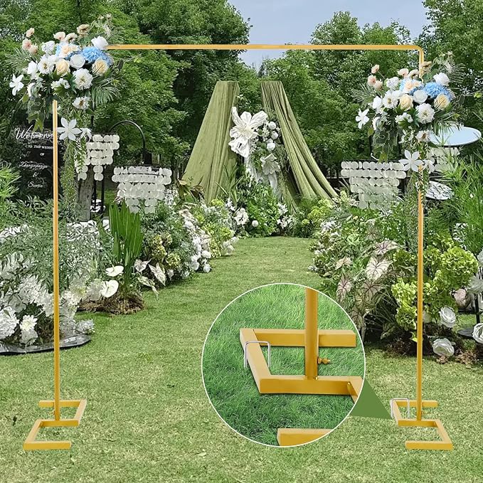 8.2FT x 8FT Square Backdrop Stand Heavy Duty Gold Wedding Arch - Image 7