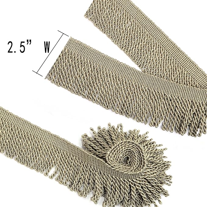 BEL AVENIR Bullion Fringe Trim Curtain Fringes 5 Yard x 2.5 Inches Sewing | - Image 3