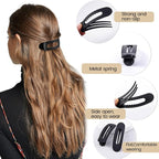 8 Pcs Large Lay Flat Claw Clips for Women French Side Slide Barrettes for Thin Fine Hair Rectangle Alligator Hair Accessories,Matte Black