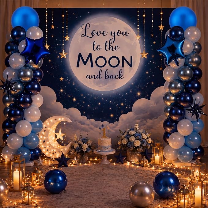 Skylety 2 Sets Blue Balloon Column Stand Kit Adjustable Metallic Blue Balloon - Image 5