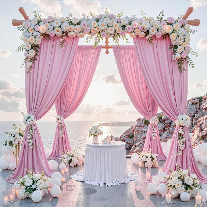 40 ft x 10 ft Wrinkle Free Baby Pink Backdrop Curtain - Image 2