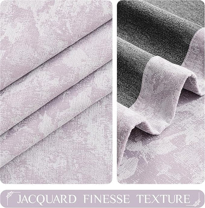 Beauoop Purple Floral Jacquard Blackout Curtains Bedroom 52x108 2 Panels | - Image 3