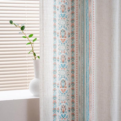 MYSKY HOME Living Room Curtains 72 inch Long 2 Panels Set Boho Semi Sheer Faux - Image 3