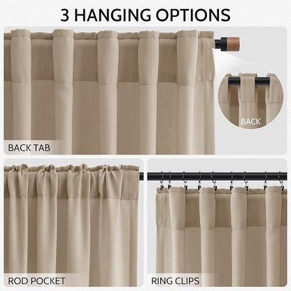 Sepia Beige Linen Curtains 102 Inches Long - Image 2