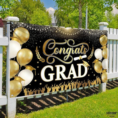 KatchOn Black and Gold Graduation Decorations 2026 Graduation Banner - Image 6