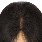 Hairro Human Hair Toppers with Side Bangs, 3D 360° Seamless Real Hair Toppers, Hand-Tied with 3.5"x4.7" U-shaped Base, Clip-In Hairpieces to Add Volume on Top, 12 Inch Natural Black