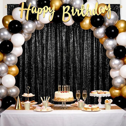 Black Sequin Backdrop Curtains-1 Panel 3FTx8FT Black Backdrop - Image 6