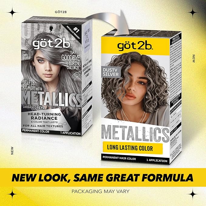 Got2b Metallics Permanent Hair Color, M72 Dusty Silver