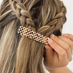 Checkered Hair Barrette for Thin Hair, Classic Rectangle French Barrette for Women, Lightweight and Comfortable, Strong Hold, Chequered Board | France Luxe