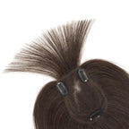 Hairro Human Hair Toppers with Wispy Bangs, 3D 360° Seamless Real Hair Toppers, Hand-Tied with 3.5"x4.7" U-shaped Base, Clip-In Hairpieces to Add Volume on Top, 12 Inch Dark Brown