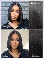 LUVME Ready to Go Bob Wig, Natural Black, Glueless, 100% Unprocessed Virgin Human Hair, Medium Size, 22-22.5 Inches