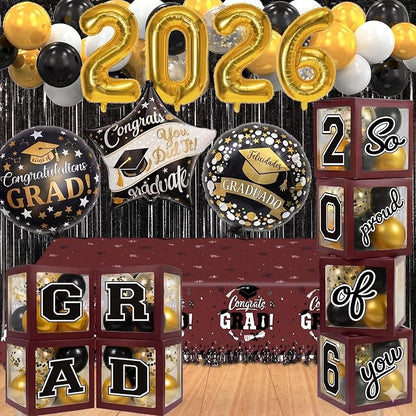 Black and Maroon Graduation Decorations Class of 2026 by UJoyant