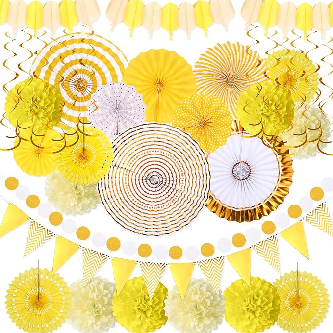 35PCS Party Decorations Paper Fan Hanging Set by MoonBoat