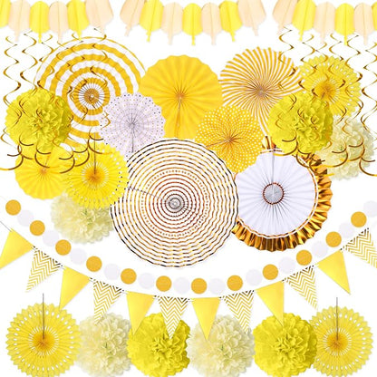 35PCS Party Decorations Paper Fan Hanging Set by MoonBoat