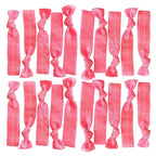 Kenz Laurenz Hair Ties Elastics Ponytail Holder Set, No Crease Ribbon Bands - Neon Pink (Pack of 20)