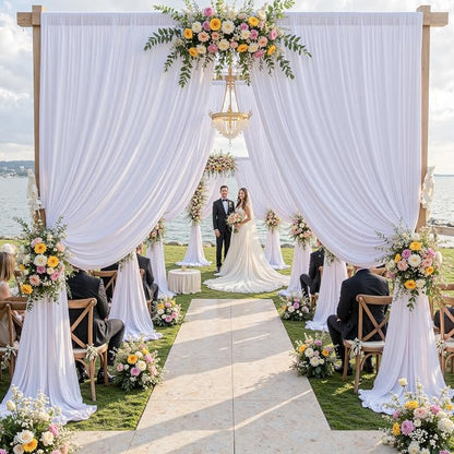 40×12ft White Wrinkle Free Backdrop Curtain, Soft Silky Easy to Drape Wedding - Image 7