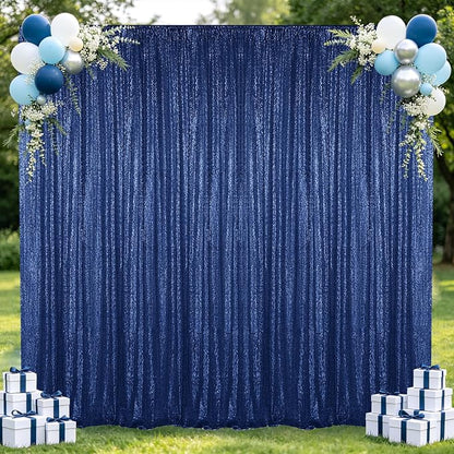Hahuho Navy Sequin Backdrop Curtain, Party Decoration（1 Panels, 4FT x 8FT by Hahuho