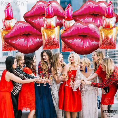 KatchOn Pink Lip Balloons and Lipstick Balloons Set – 49 Inch, Happy Birthday - Image 3
