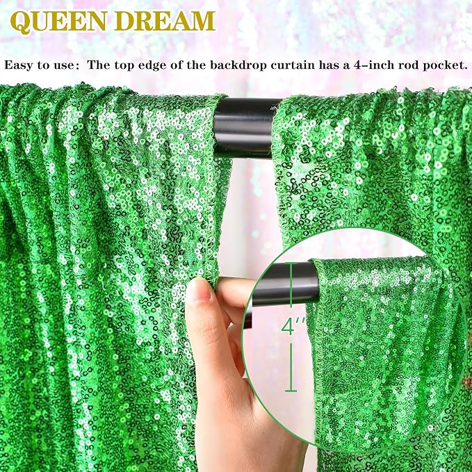 6x8FT Glitter Green Sequin Backdrop Curtain - Image 5