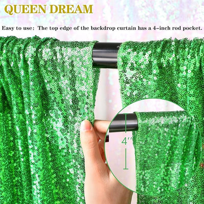 6x8FT Glitter Green Sequin Backdrop Curtain - Image 5