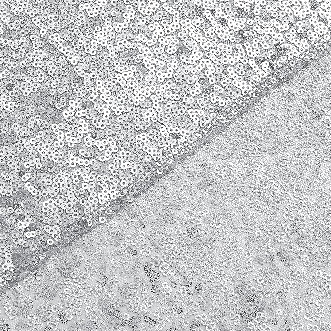 Sugargirl Silver Sequin Backdrop Curtain 4 Panels 2FTx8FT Glitter Silver - Image 8