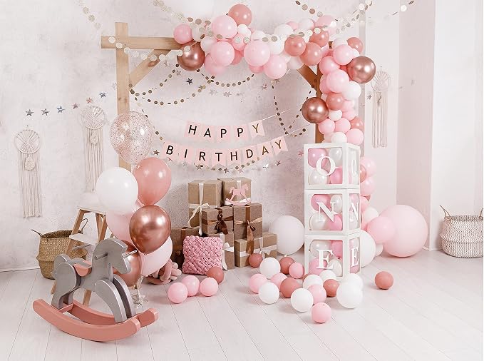 Baby Girl First Birthday Party Decorations 'ONE' Letters Individual Three White - Image 3
