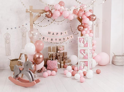 Baby Girl First Birthday Party Decorations 'ONE' Letters Individual Three White - Image 3