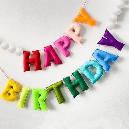 Pre-Strung Happy Birthday Banner, Felt Ball Garland HAPPY BIRTHDAY Garland | 3D - Image 8