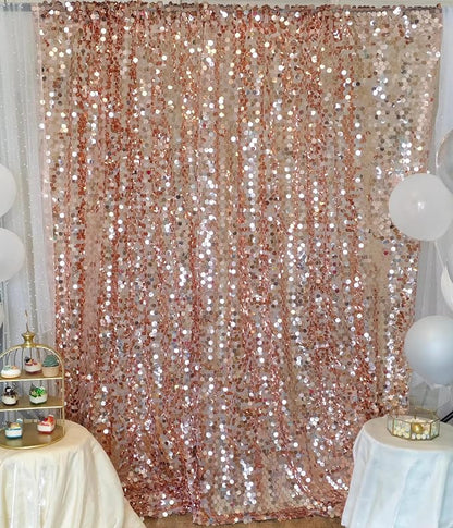 Rose Gold Sequin Backdrop, 9x10 Feet, 18MM Large Sequin, 1 Panel | Shimmer by HMQIANG