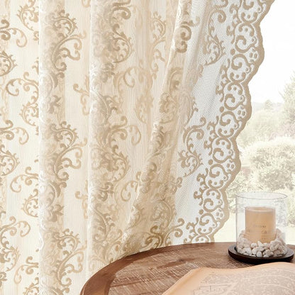 Victorian Floral Sheer Lace Curtains by FOLKSIDEHomeDecoration