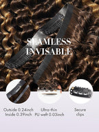 LUVME Seamless Clip in Hair Extensions Human Hair, 16 Inch 135g 9pcs #2/27 Hair Extensions Clip in Human Hair Kinky Curly Remy Hair
