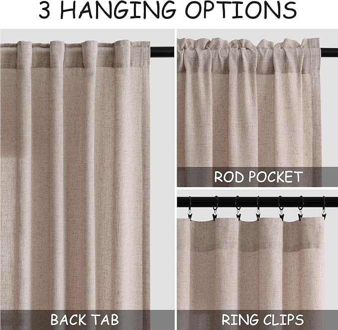 Oatmeal Curtains 80 Inches Length - Image 3