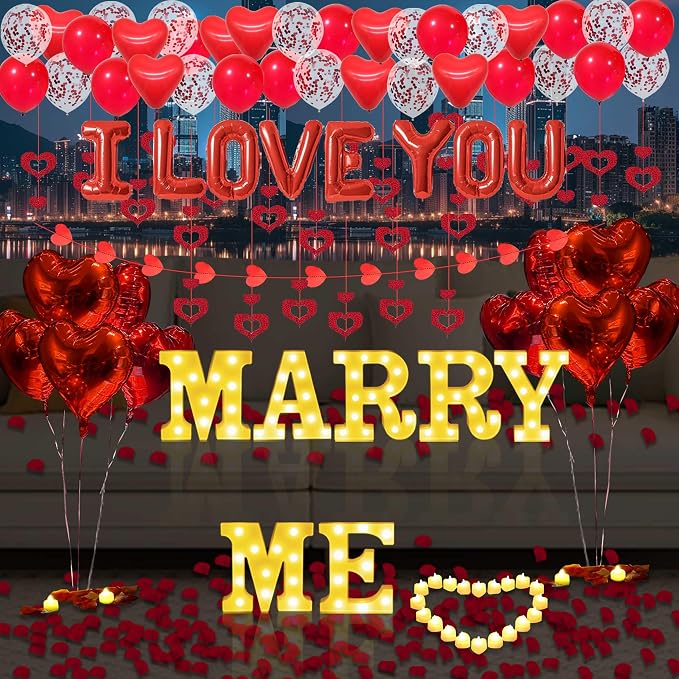 Marry Me Light Up Letters Proposal Decorations by Fezava