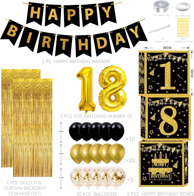 Gold 18th birthday decorations for boys Men - Image 2