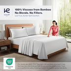 Kickoff Viscose Bamboo Pillowcase, Queen, Set of 2, 100% Organic Hidden Zippered Viscose Bamboo Pillow Case Queen Size, Cooling Pillow Cover for Hot Sleepers (20"x30", Trimmed, Iced Latte)
