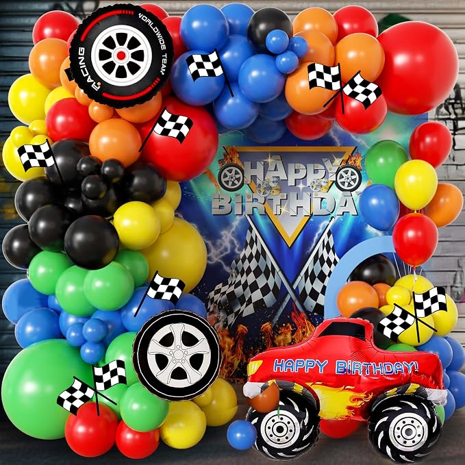 104pcs Monster Truck Birthday Decorations Balloon Garland Arch Kit by Jenlion