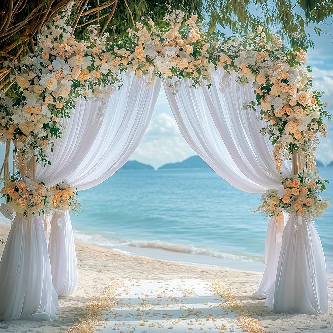 White Backdrop Curtain Drapes for Parties, 6 Panel 5x8FT - Image 6