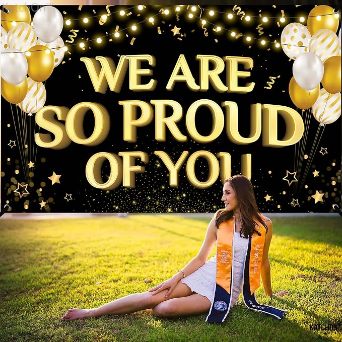 KatchOn We Are So Proud of You Banner 72x44 Inch | Graduation Backdrop - Image 2