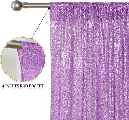 Sugargirl Lavender Purple Sequin Backdrop Curtain 6 Panels 2FTx8FT Glitter - Image 4
