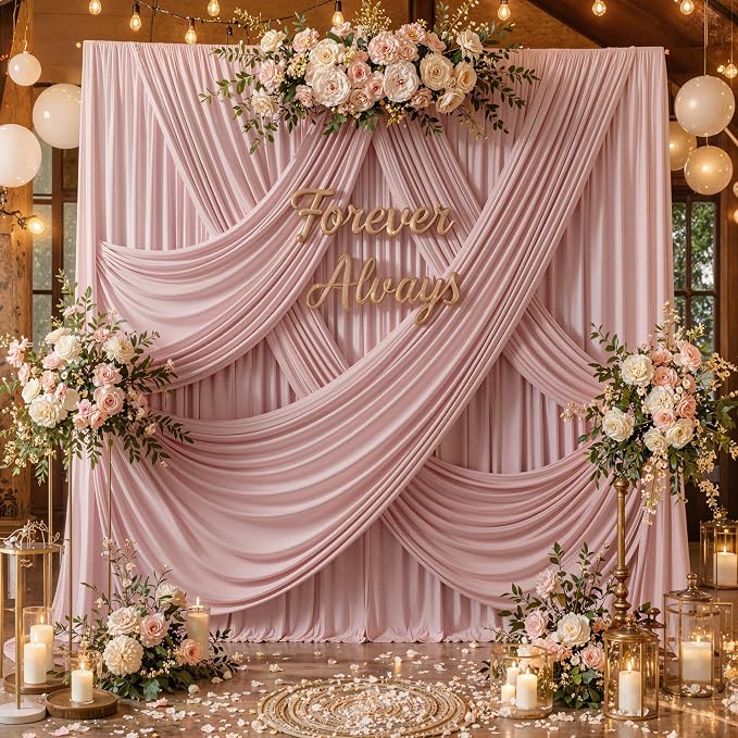 50ft x 15ft Dusty Pink Backdrop Curtains - Image 8