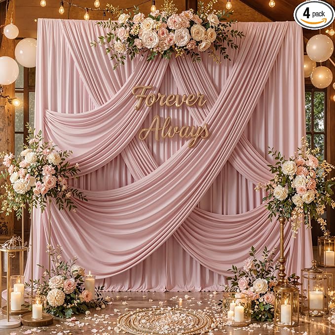 20ft x 12ft Dusty Pink Backdrop Curtains by CO-AVE