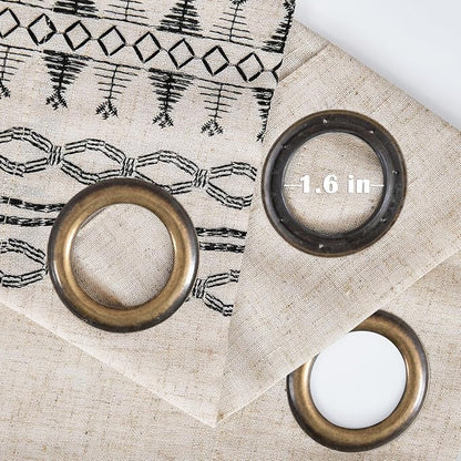 jinchan Boho Curtains Embroidered Linen Blend Window Curtains - Image 6