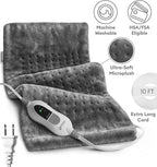 GENIANI XL Electric Heating Pad for Back Pain & Cramps Relief, Electric Throw, Birthday Christmas Gifts for Women, Men Auto Shut Off, Machine Washable, Heat Pad for Neck & Shoulder, 12×24", Tabby Gray