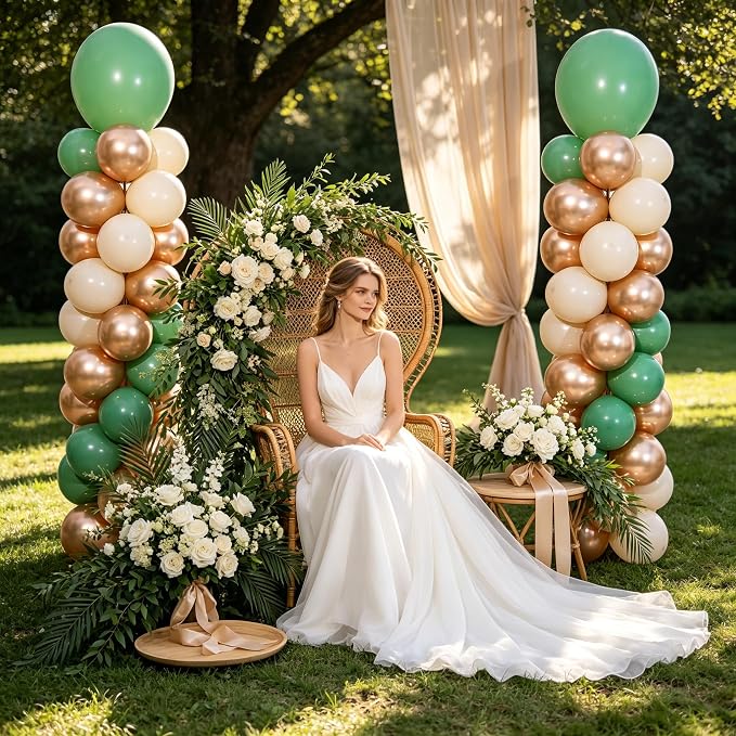 2 Sets Sage Green Champagne Sand White Balloon Column Kit - Image 2