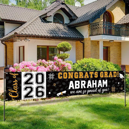 Graduation Congratulations Banner Decorations, Class 2026 Personalized by RAGNHILD