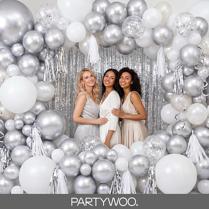 PartyWoo Silver Balloons 127pcs Different Sizes of 36 18 12 10 5 Inch | Balloons - Image 5